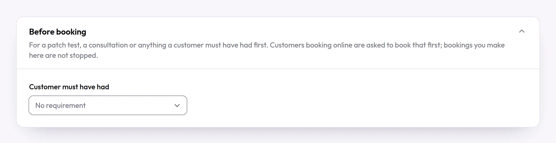 Screenshot: Rules before booking