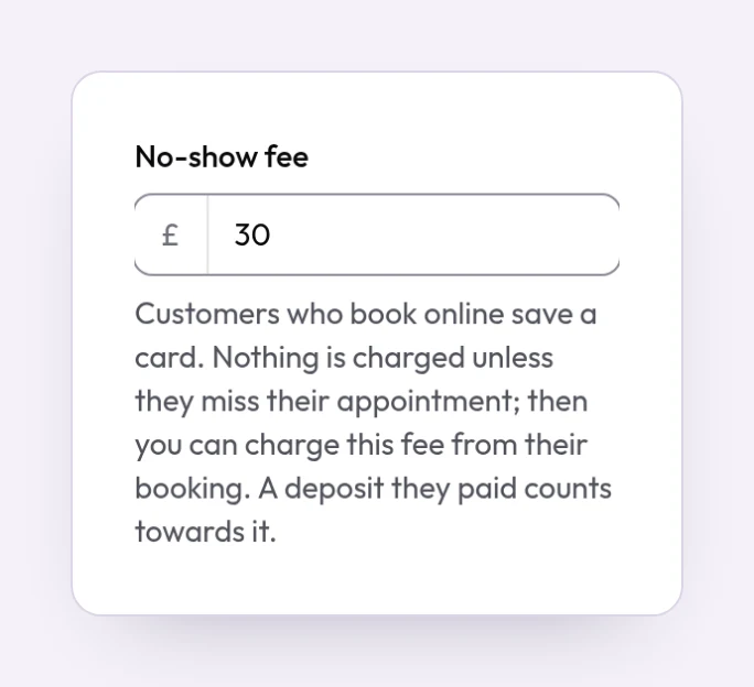 Screenshot: Card holds and no-show fees